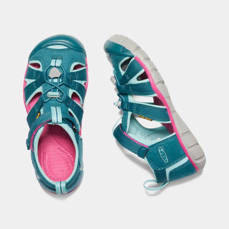 Keen Seacamp II Cnx Kids Sandals Blue/ Pink NZ (2718-VRWHC)